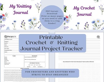 Printable PDF Crochet Journal, Knitting Journal, Crochet Planner, Knitting Planner, Yarn Inventory, WIP Tracker, Project Tracker