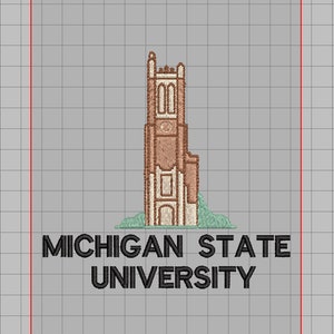 May include: Embroidered patch featuring a brown building with a clock tower and the text "MICHIGAN STATE UNIVERSITY" in black.