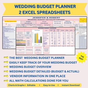 Best Wedding Budget, Top Wedding Budget Planner, Wedding Tracker, Excel, Wedding Expense Spreadsheet, Wedding Budget Template, Excel