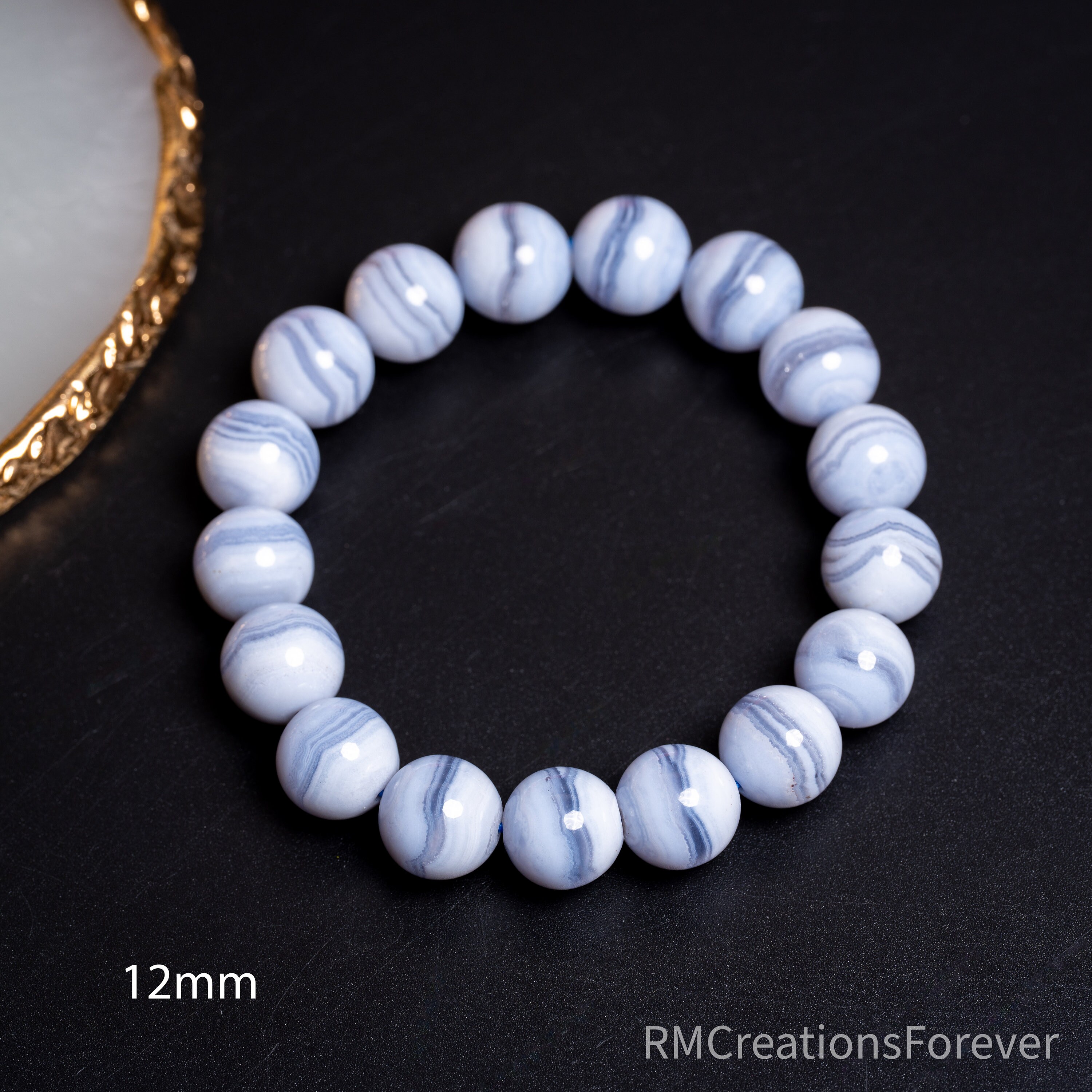 AAA+ genuine clean blue lace agate bracelet 12mm 10mm 8mm 6mm Untreated undyed gemstone Natural healing crystal High quality meditation