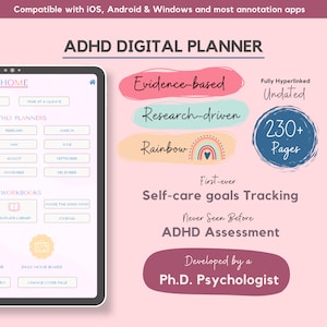 ADHD Planner Adult, Made by PhD experts, ADHD Digital Planner adhd iPad Goodnotes ADHD for iPad Daily Planner Weekly Planner Monthly Planner