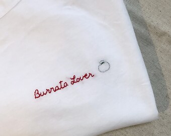 Hand embroidered T-shirt, personalized, Man or Woman, birthday gift, Valentine's Day, Mother's/Father's Day, Christmas, EVJF