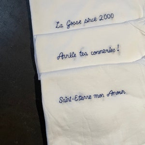 T-shirt brodé à la main, personnalisé, Homme ou Femme, cadeau danniversaire, saint Valentin, fête des mères/pères, noël, EVJF image 10