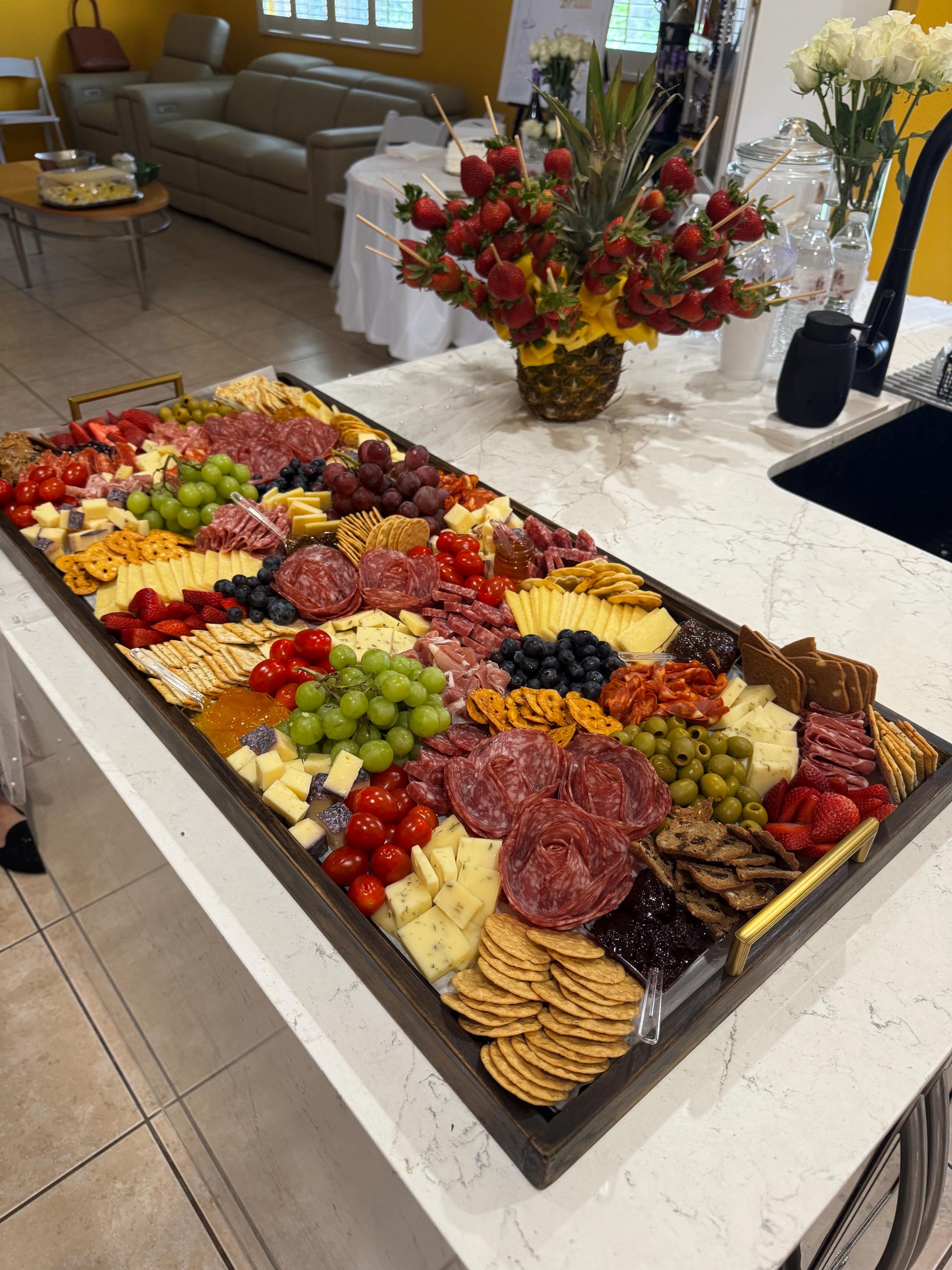 Extra large charcuterie board with edge 37" 17", Huge grazing Board