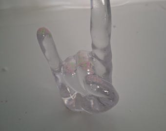 Latexform Latexgießform kleine Metalhand Rockhand Pommesgabel Mold