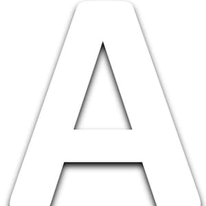May include: White capital letter A with a drop shadow.