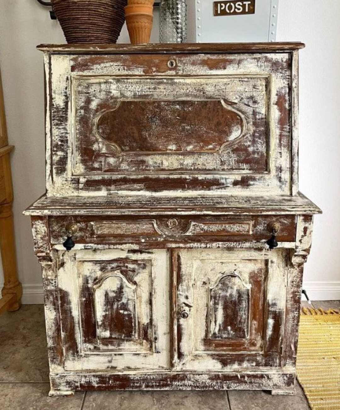 Antique Wooden Secretary Desk Etsy