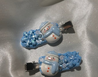 Snowman - Hair Clip Set