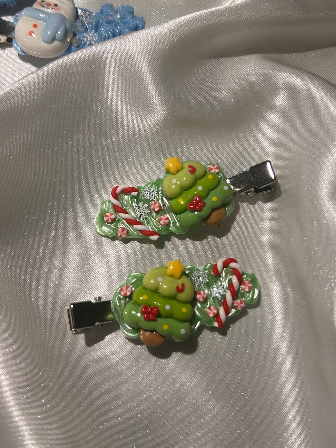 Christmas Tree Hair Clip Set Etsy