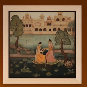 Riverside Serenity: Pichwai Art Print