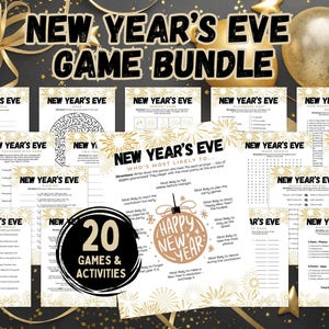 New Year's Eve Game Bundle, NYE Party Games for Kids, Teens & Families, Printable Holiday Group Games, New Year Games