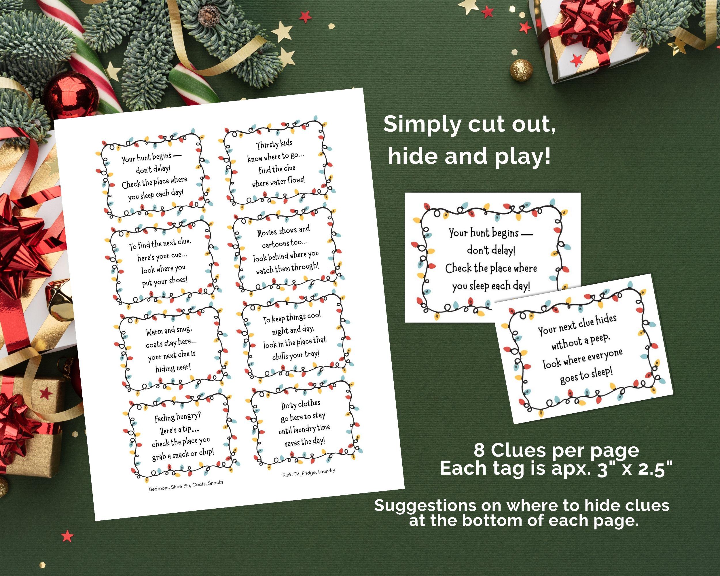 Christmas Scavenger Hunt Clues, Printable Elf Scavenger Hunt Riddles ...