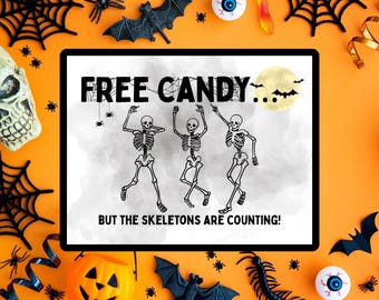 Halloween Candy Bowl Sign, Printable Trick or Treat Sign, Please Take One or Two, Trunk or Treat, Halloween Porch Sign, Halloween Candy Sign