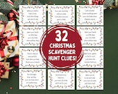 Christmas Scavenger Hunt Clues, Printable Elf Scavenger Hunt Riddles for Kids, Teens and Adults, Holiday Treasure Hunt, Indoors, PDF