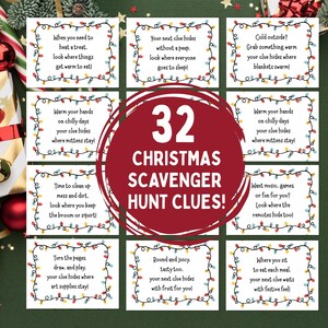 Christmas Scavenger Hunt Clues, Printable Elf Scavenger Hunt Riddles for Kids, Teens and Adults, Holiday Treasure Hunt, Indoors, PDF
