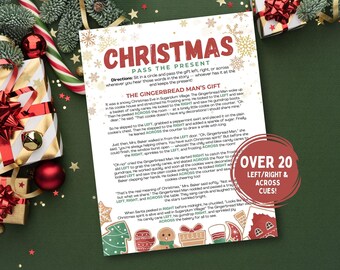 Christmas Pass the Present Game, Pass the Prize, Pass the Gift, A Printable Left Right Story Game, Friendsmas Party Activity