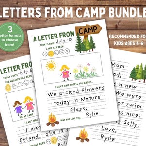Letters from Camp, Camp Stationery, Printable Letter from Camp, Summer Camp Fill in the Blank Letter, Sleepaway Camp, Camp Notes, Ages 4-6
