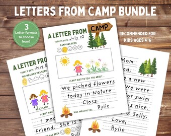 Letters from Camp, Camp Stationery, Printable Letter from Camp, Summer Camp Fill in the Blank Letter, Sleepaway Camp, Camp Notes, Ages 4-6