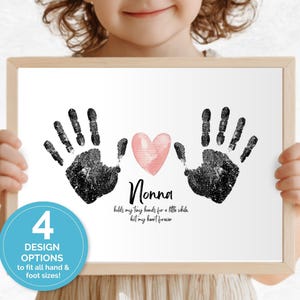 Nonna Holds Our Hearts Forever Handprint/Footprint Art, Keepsake Gift from Grandkids, Grandparents Day Craft, New Nonna, Nonna Birthday Gift