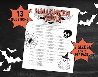 Halloween Trivia Game, Printable Halloween Trivia Questions, Adults Teens Kids Halloween Game Night, Office Trivia, Fun Classroom Games