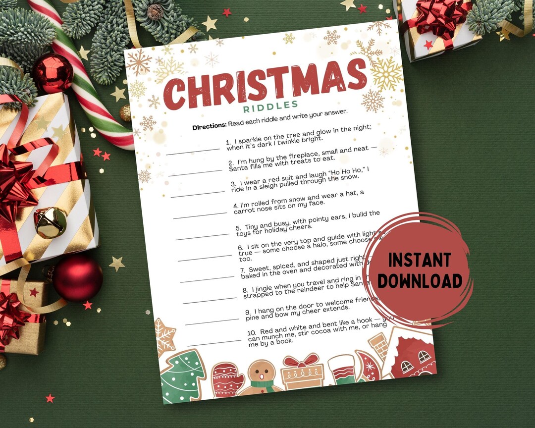 Christmas Riddles, Holiday Trivia Game, Printable Christmas Questions ...