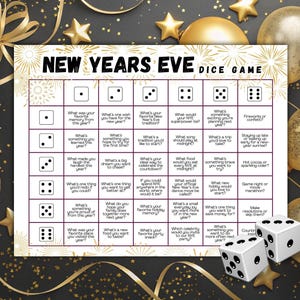 New Years Eve Dice Game for Kids & Families, Printable NYE Activity, Fun New Year Conversation Prompts, Celebrate the New Year Dice Game