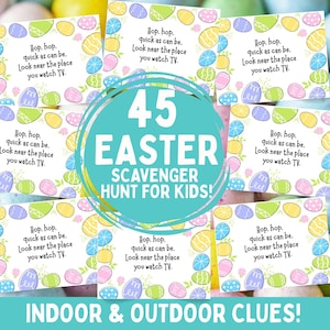 Chasse au trésor de Pâques à imprimer pour les enfants | 45 indices intérieur et extérieur | Chasse au trésor du lapin de Pâques | Téléchargement instantané