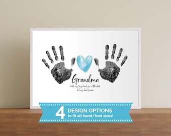 Grandma Handprint/Footprint Art, Keepsake Gift from Grandkids, Grandparents Day Craft, Mother's Day, Grandma Birthday Gift