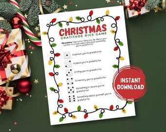 Christmas Gratitude Dice Game for Kids & Families, Printable Holiday Activity, Classroom Gratitude Game, Christmas Party Game