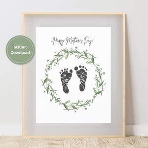 Mother&#39;s Day Handprint/Footprint Art, First Mother&#39;s Day Gift, Gift for mom, Printable