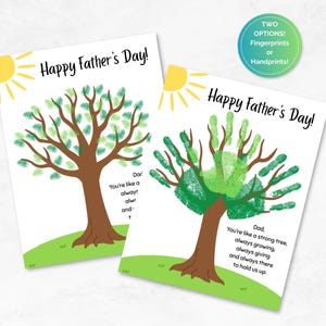 Arbre à empreintes de main pour la fête des pères, cadeau fête des pères, cadeau d'enfants, empreinte de main d'enfant bricolage, art de l'empreinte de main, création d'empreintes de main imprimable