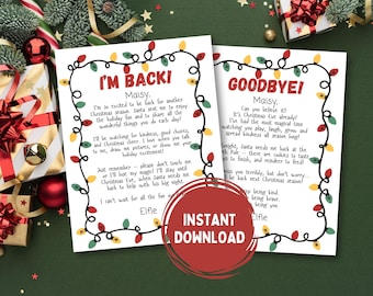 Elf Arrival & Goodbye Letter Set | Printable Elf Letters | Christmas Elf Welcome and Farewell Notes | Instant Download PDF JPEG
