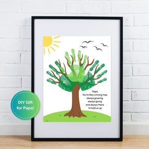 Papa Handprint Tree Keepsake Gift, Grandparents Day Gift from Grandkids, Printable DIY Handprint Art Activity, Keepsake Craft from Grandkids