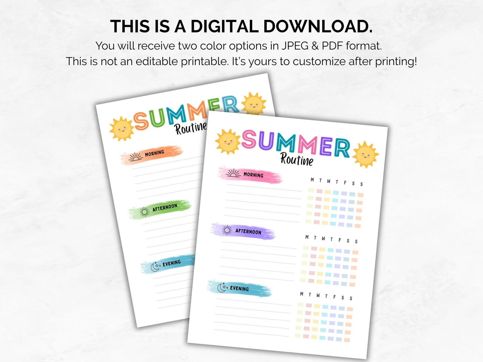 Summer Routine Blank Summer Routine Chart for Kids, Printable Summer Routine Worksheet ...