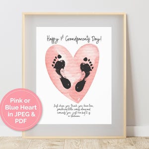 1st Grandparents Day Handprint Footprint Art, Keepsake from Grandkids, Printable Grandparents Day Craft, Grandma Grandpa Gift From Newborn