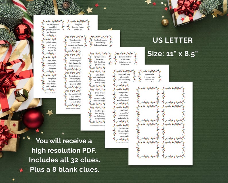 Christmas Scavenger Hunt Clues, Printable Elf Scavenger Hunt Riddles ...
