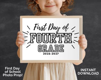 Printable First Day of 4th Grade Sign, DIY Back to School Coloring Page, First Day Photo Prop, 1st Day of Fourth Grade Coloring Activity