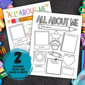 All About Me Student Worksheet, Classroom Get to Know You, Back to School Icebreaker Activity, Printable First Day of School Introduction