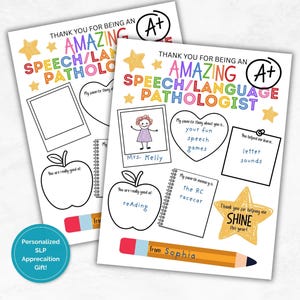 Grazie per il logopedista, biglietto di ringraziamento per il logopedista, regalo di apprezzamento per il personale, regalo di fine anno, regalo stampabile per gli insegnanti di logopedia