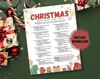 How Jolly Are You?, Printable Christmas Questions Game, Holiday Family Activity Friendsmas or Classroom Fun Game for Kids, Teens and Adults