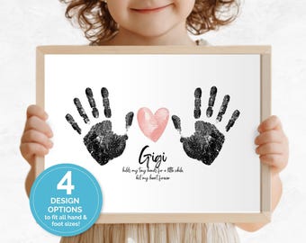 Arte com impressões das mãos e pés da vovó, lembrança dos netos, artesanato para o Dia dos Avós, Dia das Mães, aniversário da vovó ou presente para a nova vovó.