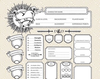 Create Your Next Adventure with This Printable DnD 5e Character Sheet PDF for Players and Tabletop RPG Sessions