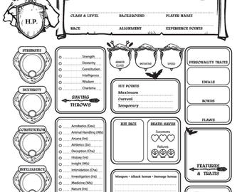 Ficha de Personagem de Bruxo para D&D 5e – PDF para Impressão (Download Digital)