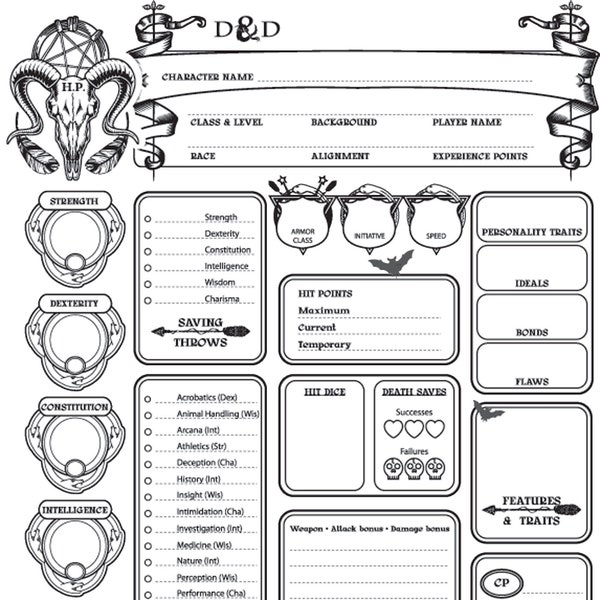 Dnd Character Sheet Etsy