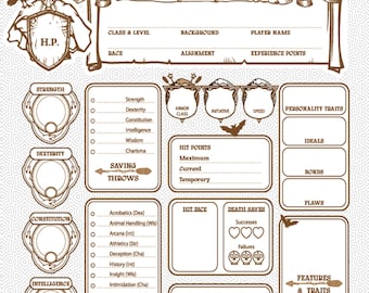 Ficha de Personagem Definitiva de D&D em PDF – Ficha Imprimível de Dungeons and Dragons 5e para RPG de Mesa