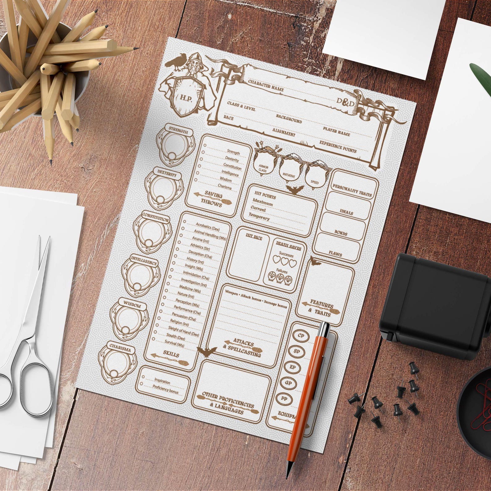 Dnd Character Sheet PDF Printable 5e for Players and Dms – Non-editable ...