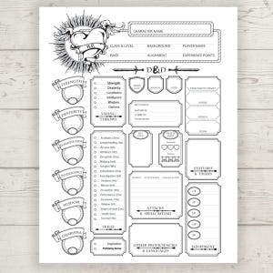 DnD 5e Character Sheet: Printable PDF for Immersive Gameplay