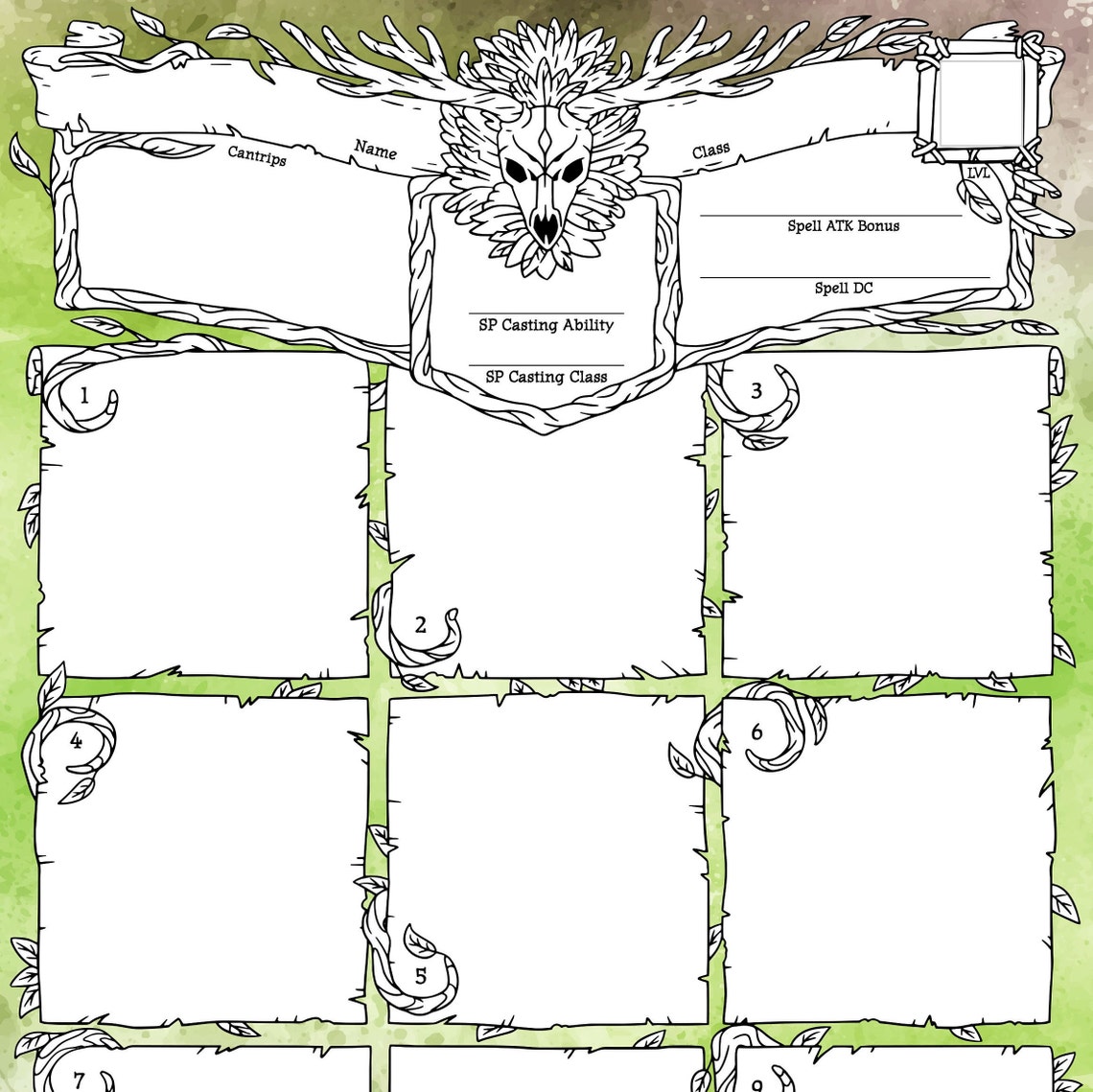 Editable Druid Character Sheet for Dnd 5e Forest Design - Etsy