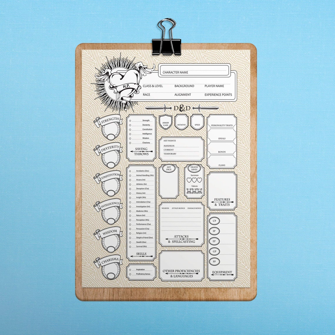 Jump Into Your Adventure Ultimate Dnd Character Sheet Printable PDF Etsy