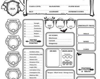 Ficha de Personagem de D&D 5e: Ferramenta Universal de RPG para Imprimir (PDF)